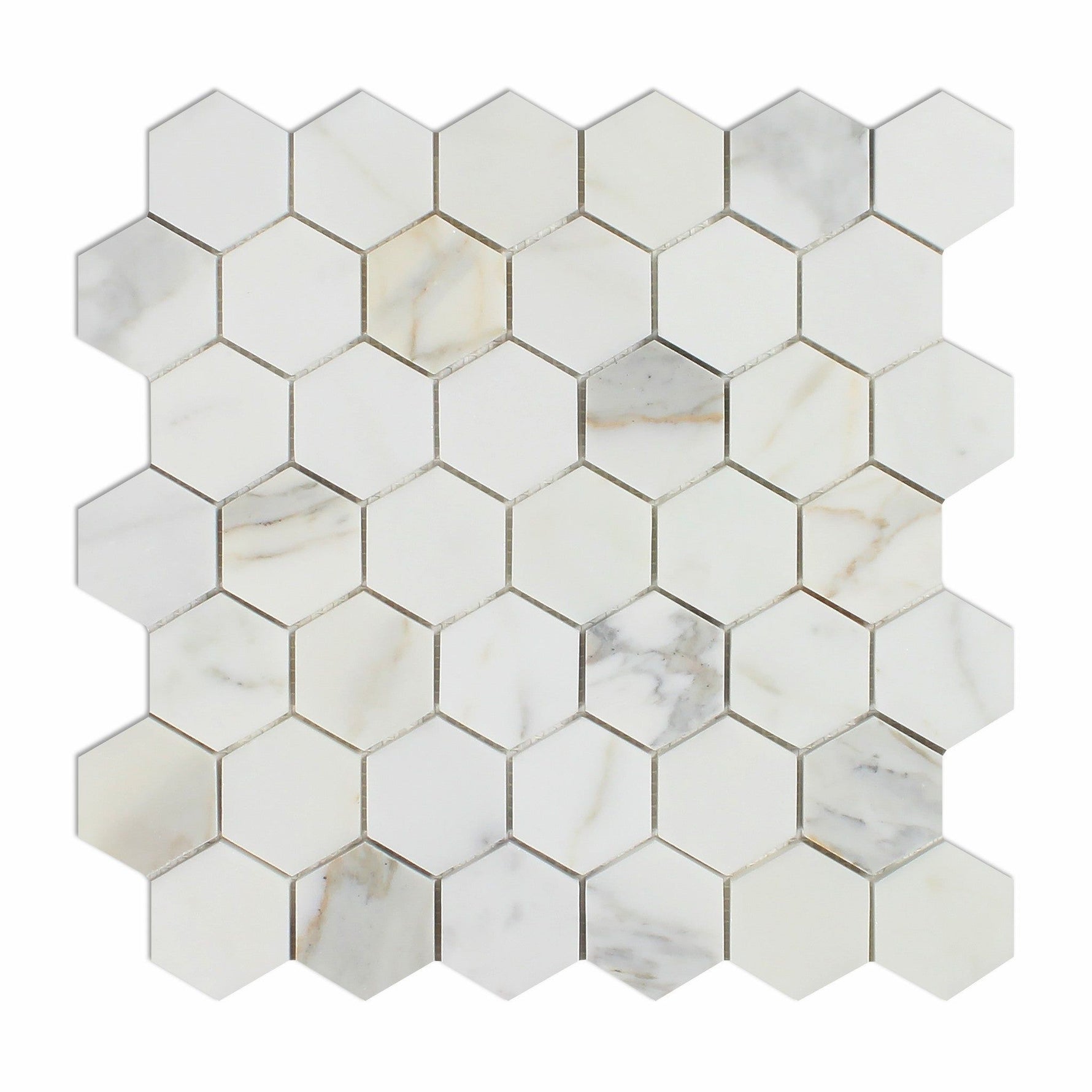 Calacatta Gold Marble Honed 2" Hexagon Mosaic Tile-Marble Mosaic-American Tile Depot