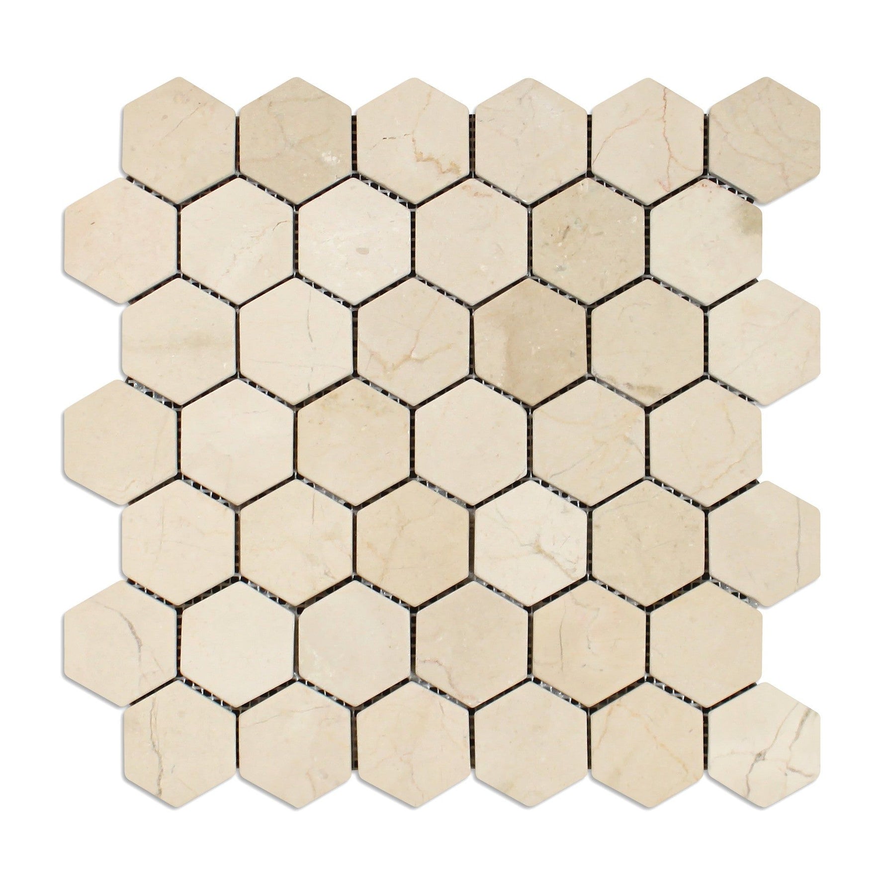 Crema Marfil Marble Tumbled 2" Hexagon Mosaic Tile-Marble Mosaic-American Tile Depot