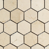 Crema Marfil Marble Tumbled 2" Hexagon Mosaic Tile