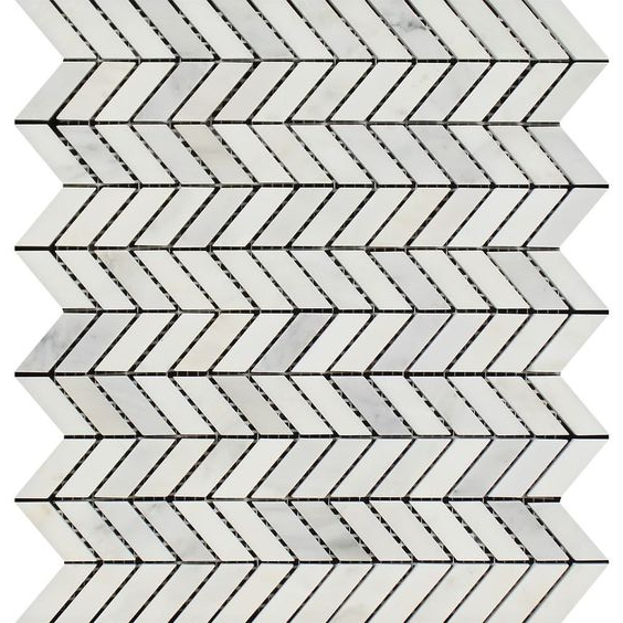 Oriental White / Asian Statuary Marble Honed Mini Chevron Mosaic Tile-Marble Mosaic-American Tile Depot