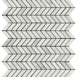 Oriental White / Asian Statuary Marble Polished Mini Chevron Mosaic Tile