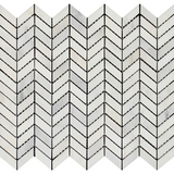 Oriental White / Asian Statuary Marble Polished Mini Chevron Mosaic Tile