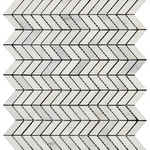 Oriental White / Asian Statuary Marble Polished Mini Chevron Mosaic Tile-Marble Mosaic-American Tile Depot