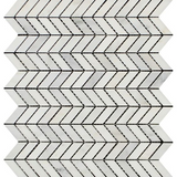 Oriental White / Asian Statuary Marble Polished Mini Chevron Mosaic Tile