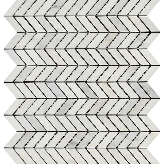 Oriental White / Asian Statuary Marble Honed Mini Chevron Mosaic Tile-Marble Mosaic-American Tile Depot