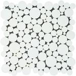 Thassos White Marble Polished Bubbles Mosaic Tile-Marble Mosaic-American Tile Depot