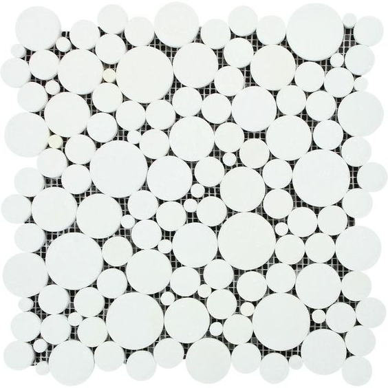 Thassos White Marble Polished Bubbles Mosaic Tile-Marble Mosaic-American Tile Depot