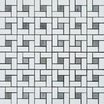 Thassos White Marble Honed Pinwheel Mosaic Tile w/ Blue-Gray Dots-Marble Mosaic-American Tile Depot