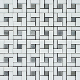 Thassos White Marble Honed Pinwheel Mosaic Tile w/ Blue-Gray Dots