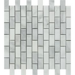 1 x 2 Bianco Venatino (Bianco Mare) Marble Polished Brick Mosaic Tile-Marble Mosaic-American Tile Depot