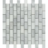 1 x 2 Bianco Venatino (Bianco Mare) Marble Polished Brick Mosaic Tile