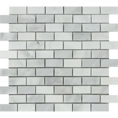 1 x 2 Bianco Venatino (Bianco Mare) Marble Honed Brick Mosaic Tile-Marble Mosaic-American Tile Depot