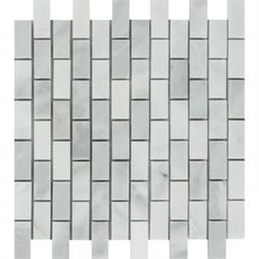 1 x 2 Bianco Venatino (Bianco Mare) Marble Honed Brick Mosaic Tile-Marble Mosaic-American Tile Depot