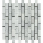 1 x 2 Bianco Venatino (Bianco Mare) Marble Honed Brick Mosaic Tile-Marble Mosaic-American Tile Depot