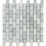 1 x 2 Bianco Venatino (Bianco Mare) Marble Polished Brick Mosaic Tile