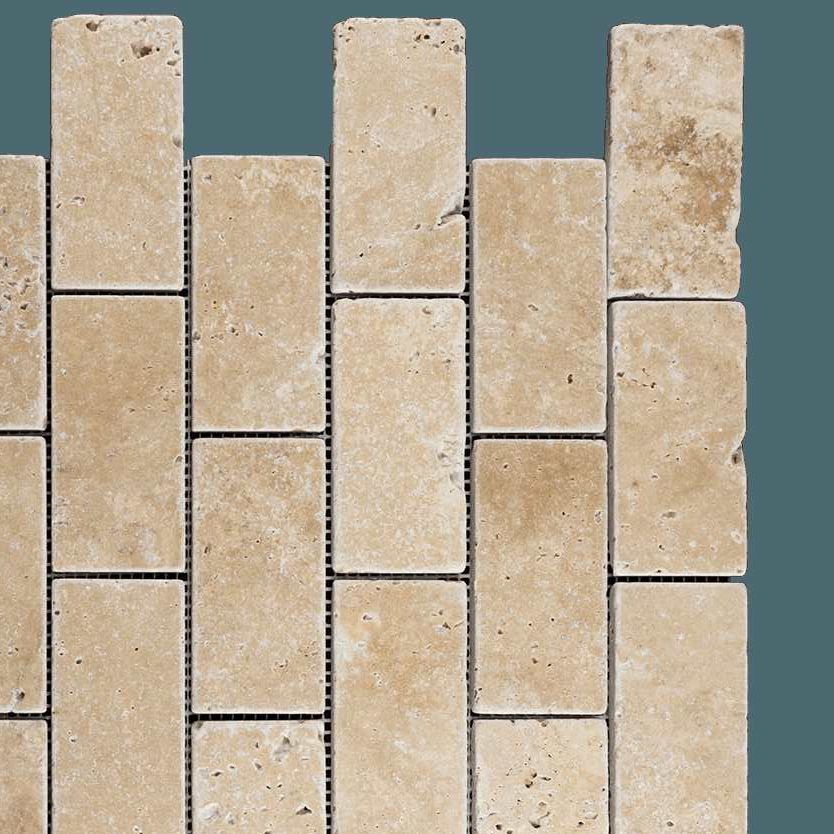 2 X 4 Walnut Travertine Tumbled Brick Mosaic Tile-Travertine Mosaic-American Tile Depot