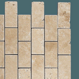 2 X 4 Walnut Travertine Tumbled Brick Mosaic Tile