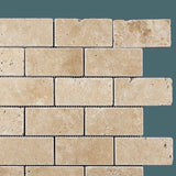 2 X 4 Walnut Travertine Tumbled Brick Mosaic Tile-Travertine Mosaic-American Tile Depot