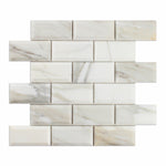 2 X 4 Calacatta Gold Marble Polished & Beveled Brick Mosaic Tile-Marble Mosaic-American Tile Depot