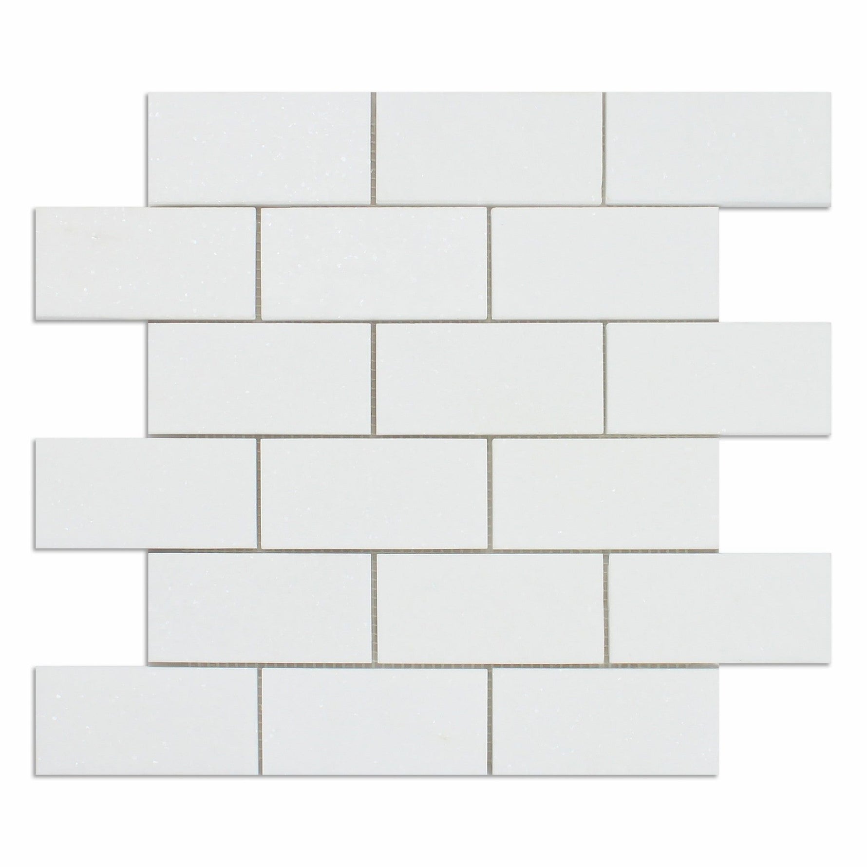 2 X 4 Thassos White Marble Polished Brick Mosaic Tile-Marble Mosaic-American Tile Depot