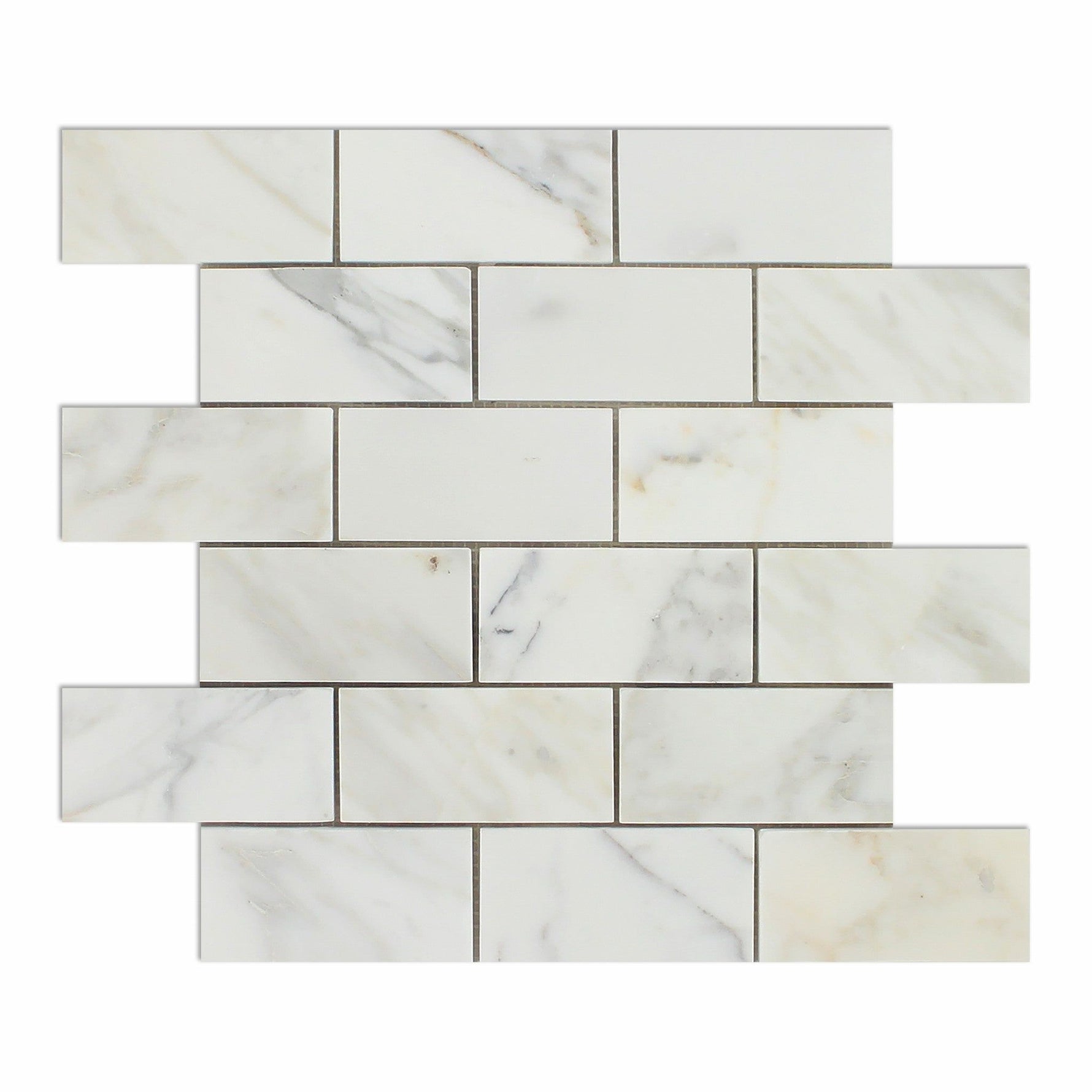 2 X 4 Calacatta Gold Marble Polished Brick Mosaic Tile-Marble Mosaic-American Tile Depot