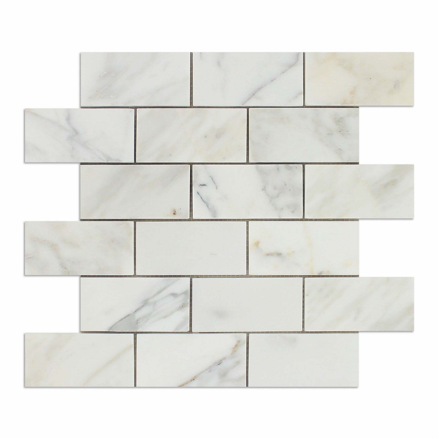 2 X 4 Calacatta Gold Marble Honed Brick Mosaic Tile-Marble Mosaic-American Tile Depot