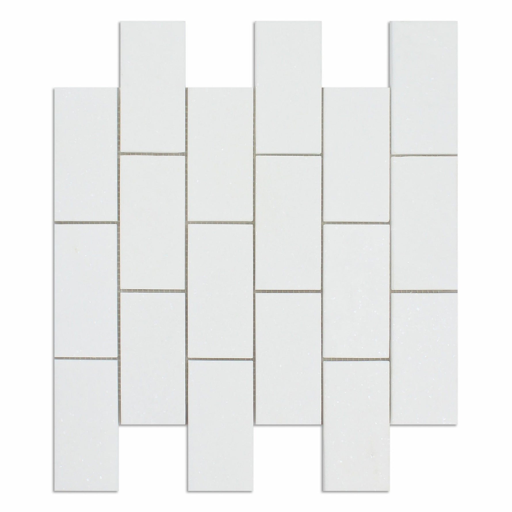 2 X 4 Thassos White Marble Polished Brick Mosaic Tile-Marble Mosaic-American Tile Depot