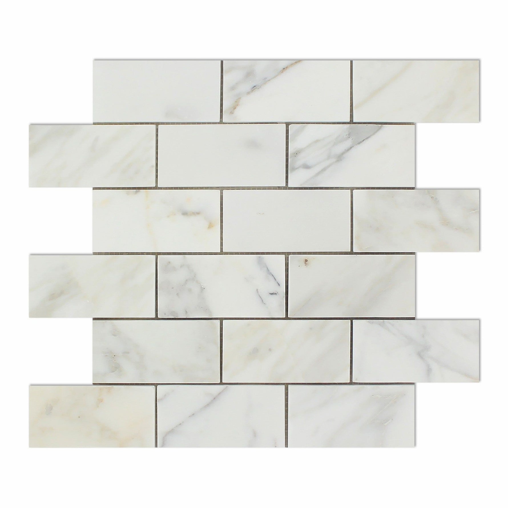 2 X 4 Calacatta Gold Marble Polished Brick Mosaic Tile-Marble Mosaic-American Tile Depot