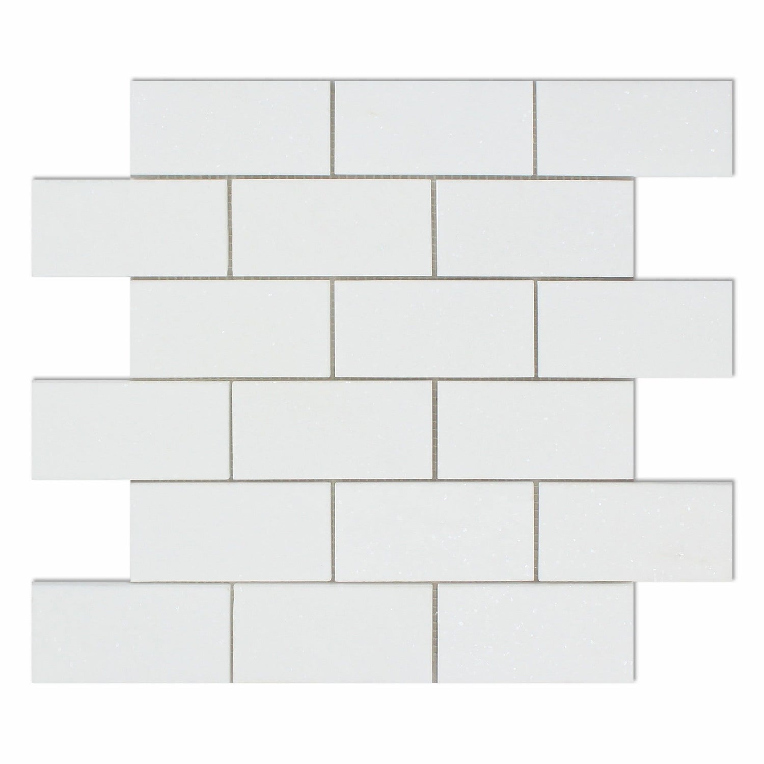 2 X 4 Thassos White Marble Polished Brick Mosaic Tile-Marble Mosaic-American Tile Depot