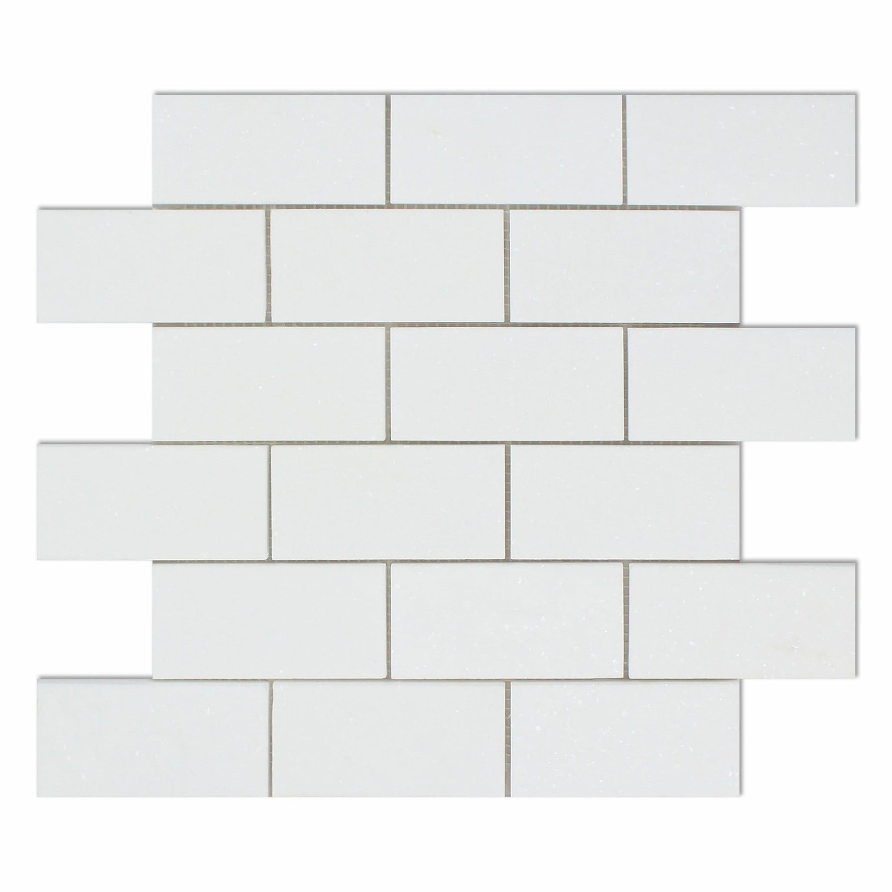 2 X 4 Thassos White Marble Polished Brick Mosaic Tile-Marble Mosaic-American Tile Depot