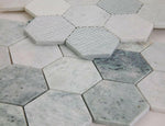 3" Beehive Green Honed Hexagon Marble Mosaic Tile-Marble Mosaic-American Tile Depot