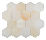 3" Beehive Onyx White Polished Hexagon Marble Mosaic Tile-Marble Mosaic-American Tile Depot