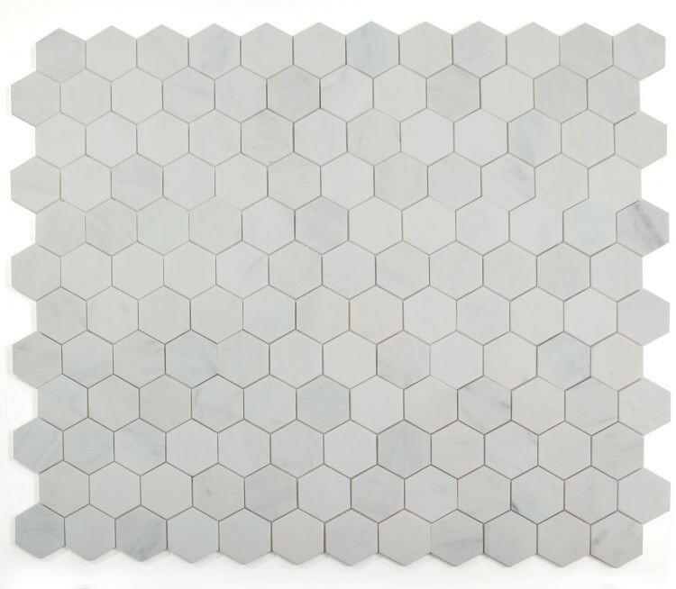 3" Beehive Snow White Honed Hexagon Marble Mosaic Tile-Marble Mosaic-American Tile Depot