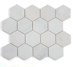 3" Beehive Snow White Honed Hexagon Marble Mosaic Tile-Marble Mosaic-American Tile Depot