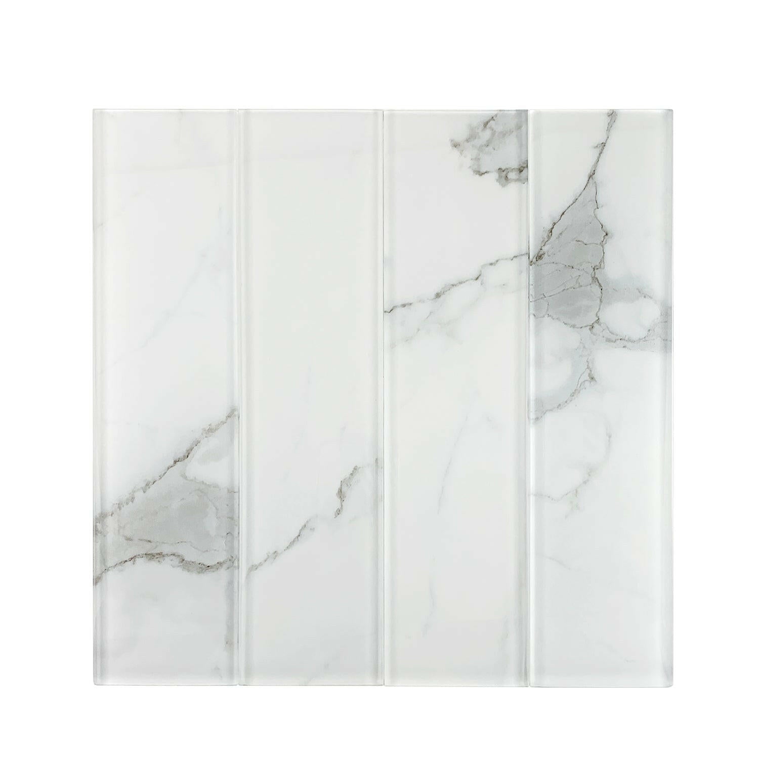 3 X 12 Calacatta Gold Marble Look Glass Subway Tile-Glass Tile-American Tile Depot