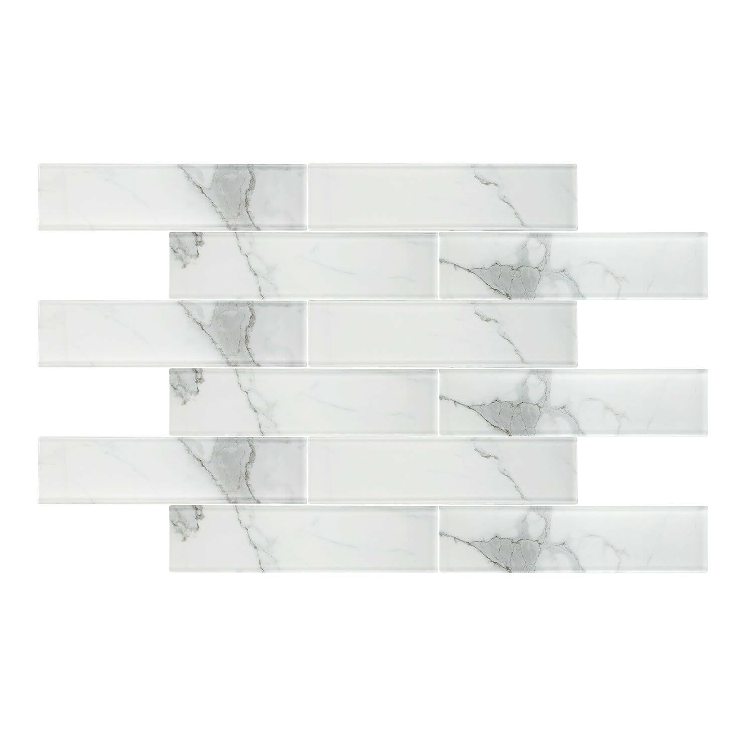 3 X 12 Calacatta Gold Marble Look Glass Subway Tile-Glass Tile-American Tile Depot