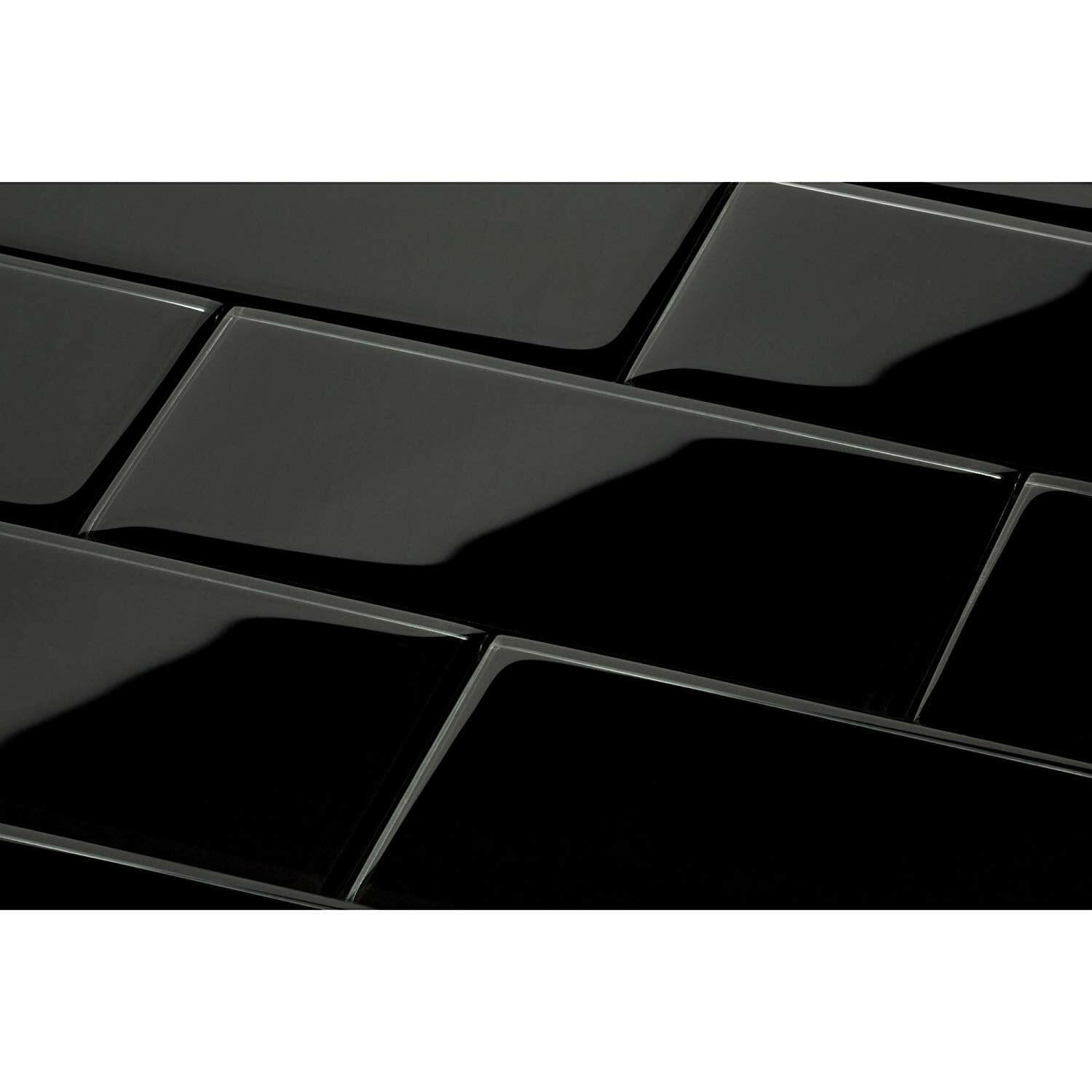 3 X 6 Black Glass Subway Tile-Glass Tile-American Tile Depot