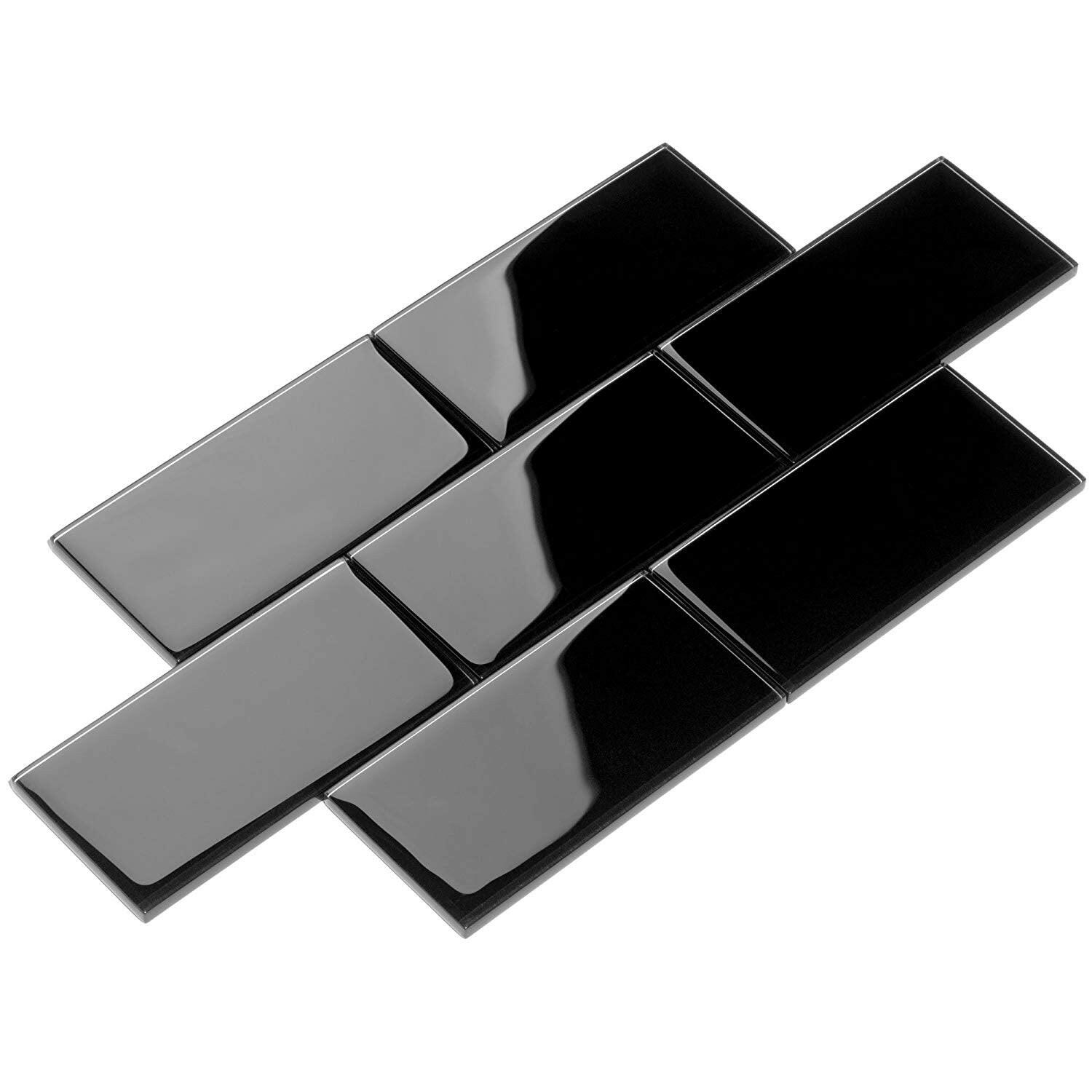 3 X 6 Black Glass Subway Tile-Glass Tile-American Tile Depot