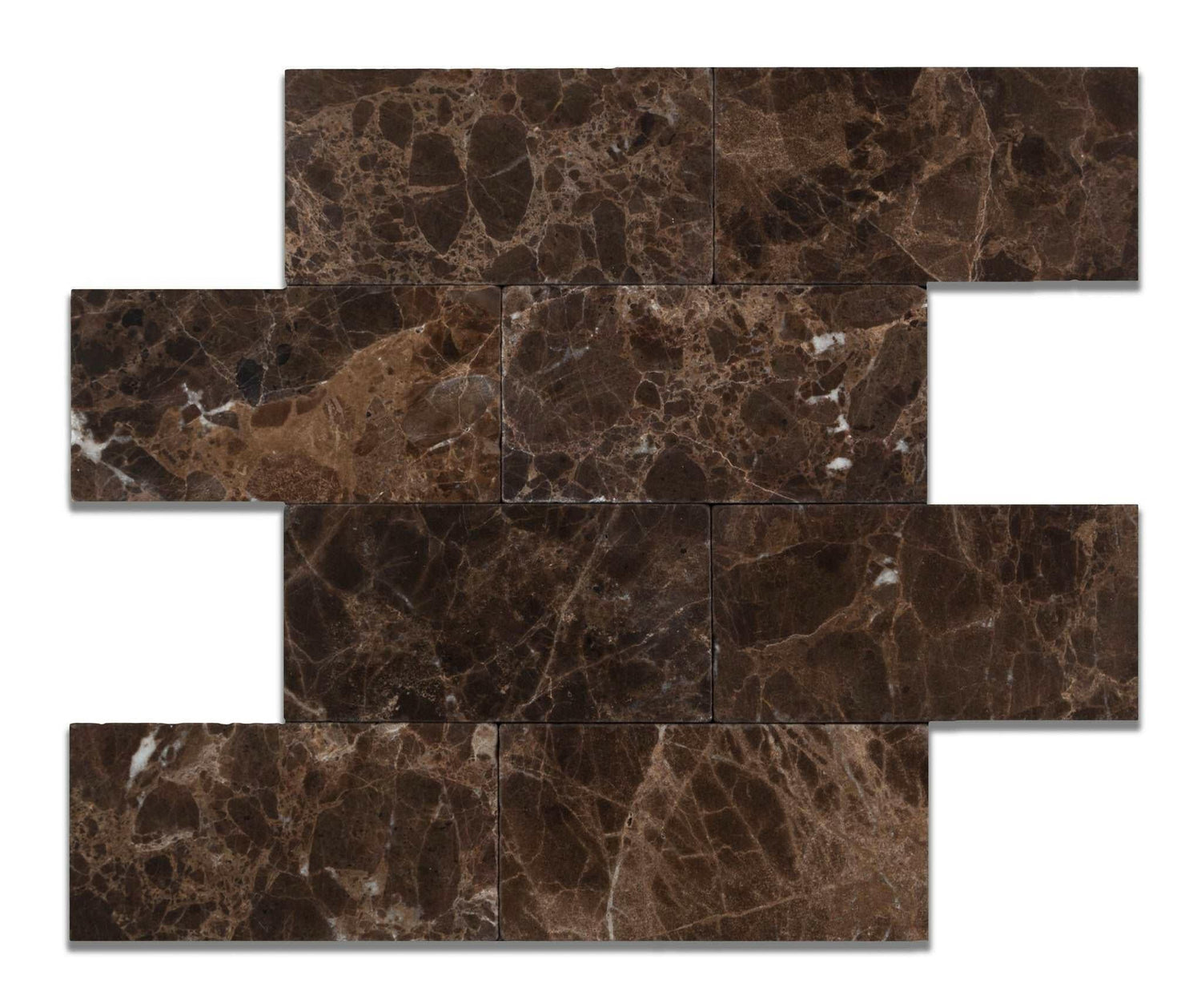 3 X 6 Emperador Dark Marble Tumbled Subway Brick Field Tile-Marble Tile-American Tile Depot