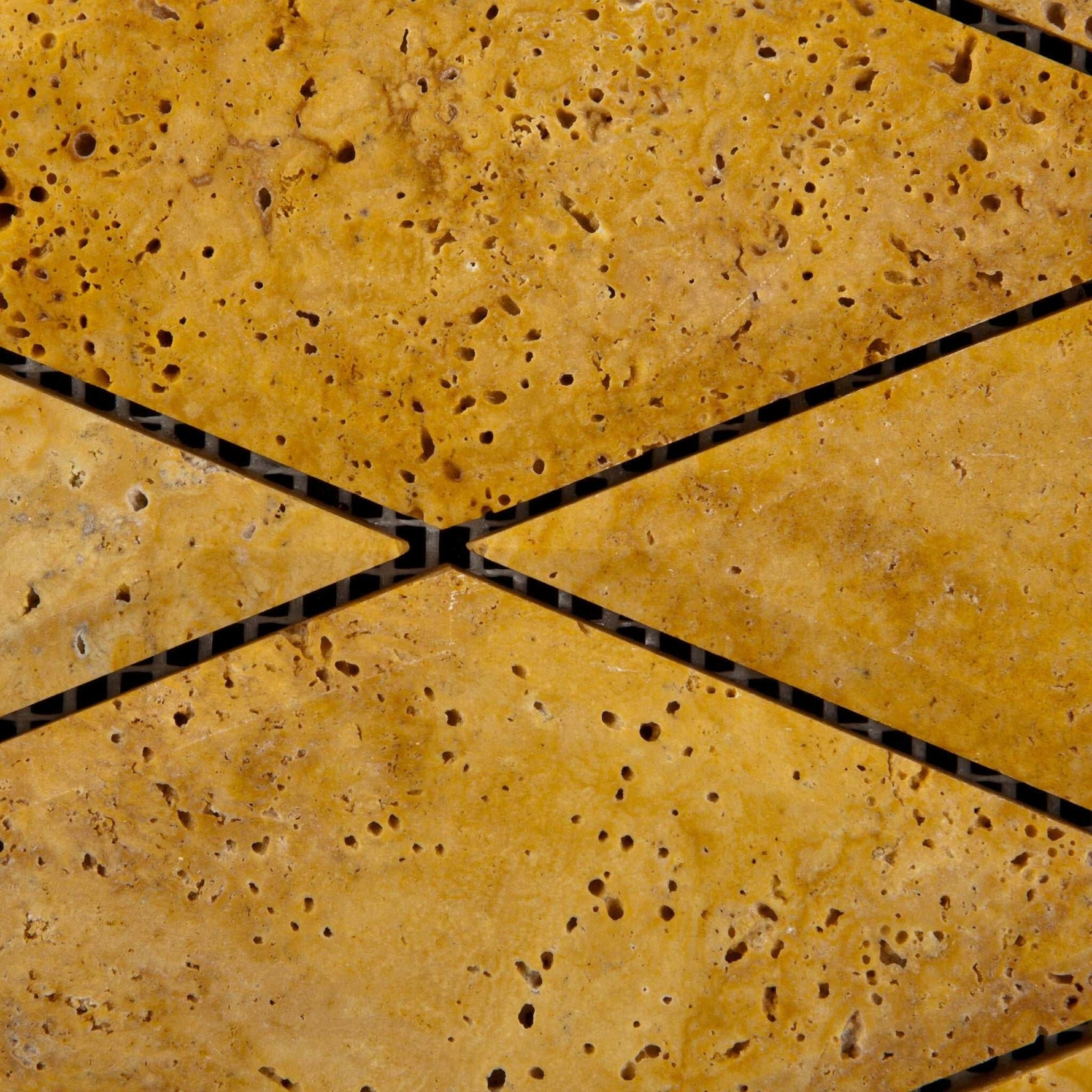 3 X 6 Gold / Yellow Travertine Diamond / Rhomboid Honed & Beveled Mosaic Tile-Travertine Mosaic-American Tile Depot