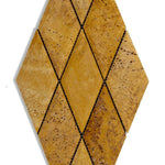 3 X 6 Gold / Yellow Travertine Diamond / Rhomboid Honed & Beveled Mosaic Tile-Travertine Mosaic-American Tile Depot