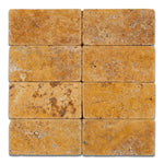 3 X 6 Gold / Yellow Travertine Tumbled Subway Brick Field Tile-Travertine Tile-American Tile Depot