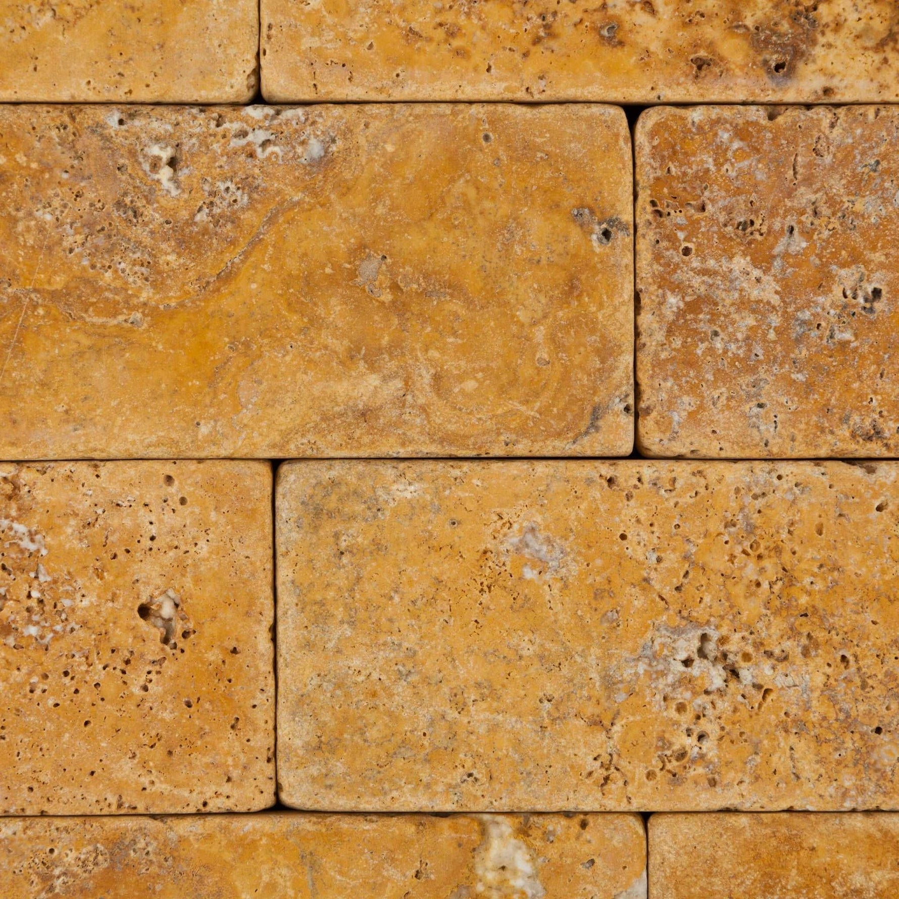 3 X 6 Gold / Yellow Travertine Tumbled Subway Brick Field Tile-Travertine Tile-American Tile Depot