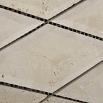 3 X 6 Ivory Travertine Diamond / Rhomboid Honed & Beveled Mosaic Tile-Travertine Mosaic-American Tile Depot