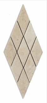 3 X 6 Ivory Travertine Diamond / Rhomboid Honed & Beveled Mosaic Tile-Travertine Mosaic-American Tile Depot