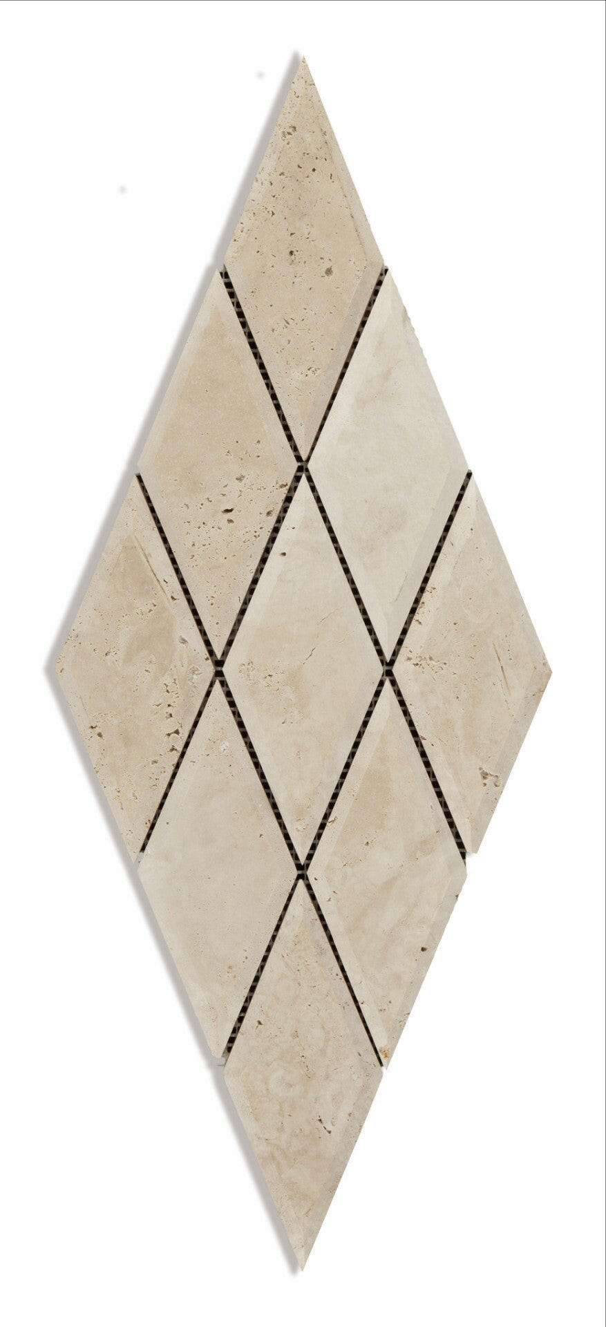 3 X 6 Ivory Travertine Diamond / Rhomboid Honed & Beveled Mosaic Tile-Travertine Mosaic-American Tile Depot