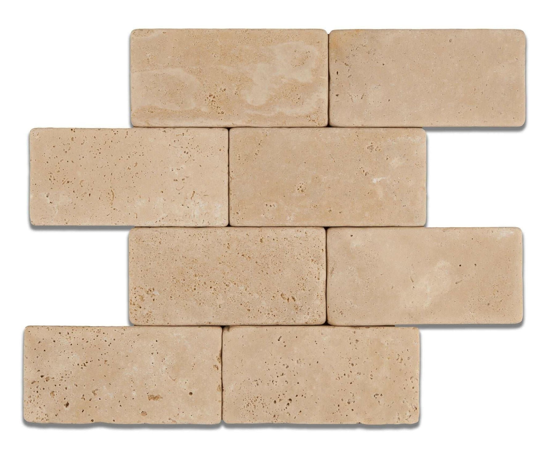 3 X 6 Ivory Travertine Tumbled Subway Brick Field Tile-Travertine Tile-American Tile Depot