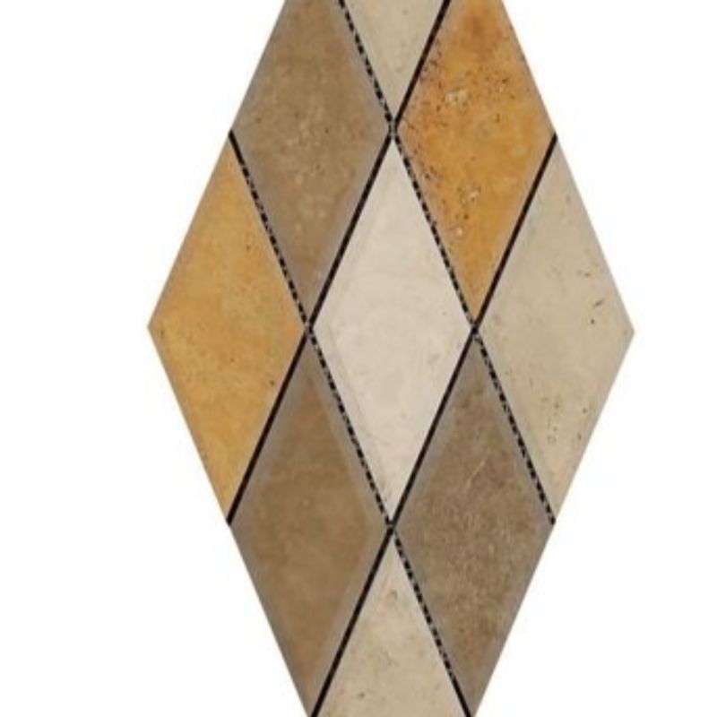 3 X 6 Mixed Travertine Diamond / Rhomboid Honed & Beveled Mosaic Tile-Travertine Mosaic-American Tile Depot