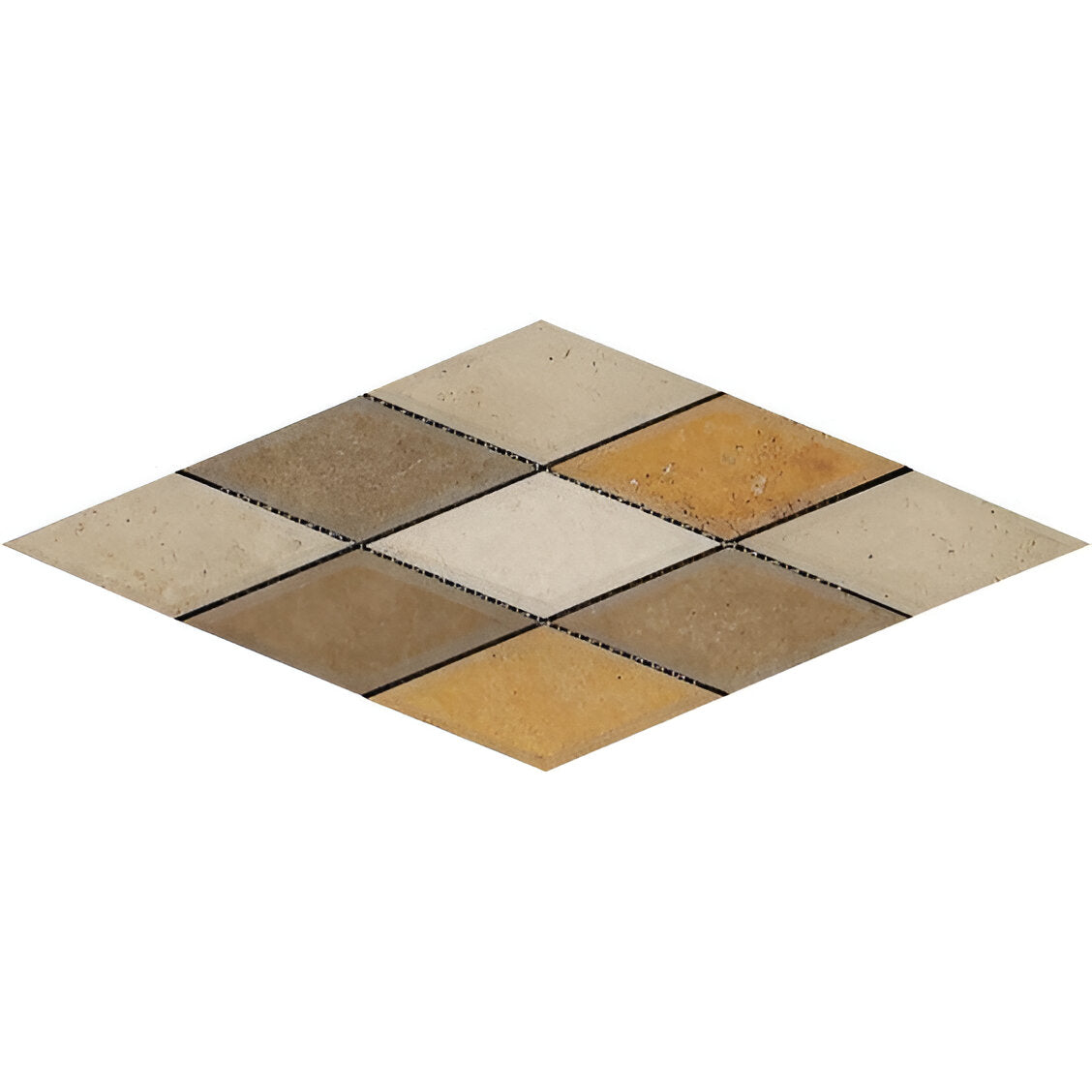 3 X 6 Mixed Travertine Diamond / Rhomboid Honed & Beveled Mosaic Tile-Travertine Mosaic-American Tile Depot