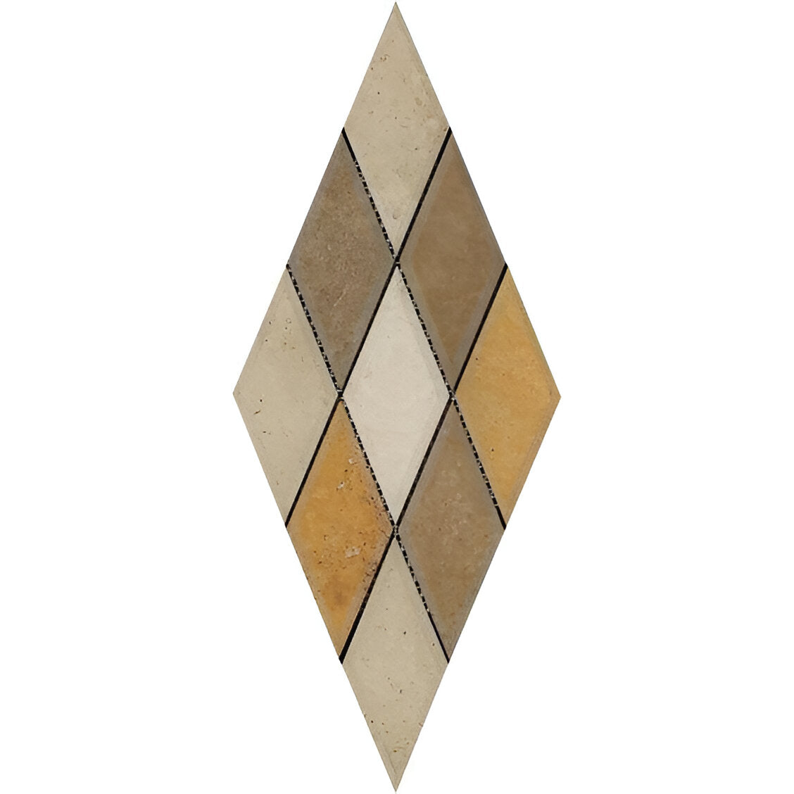 3 X 6 Mixed Travertine Diamond / Rhomboid Honed & Beveled Mosaic Tile-Travertine Mosaic-American Tile Depot